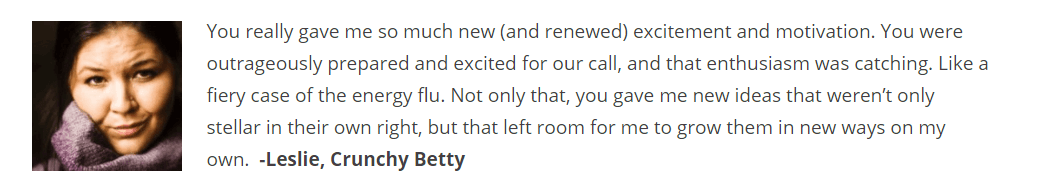 Leslie, Crunchy Betty Testimonial